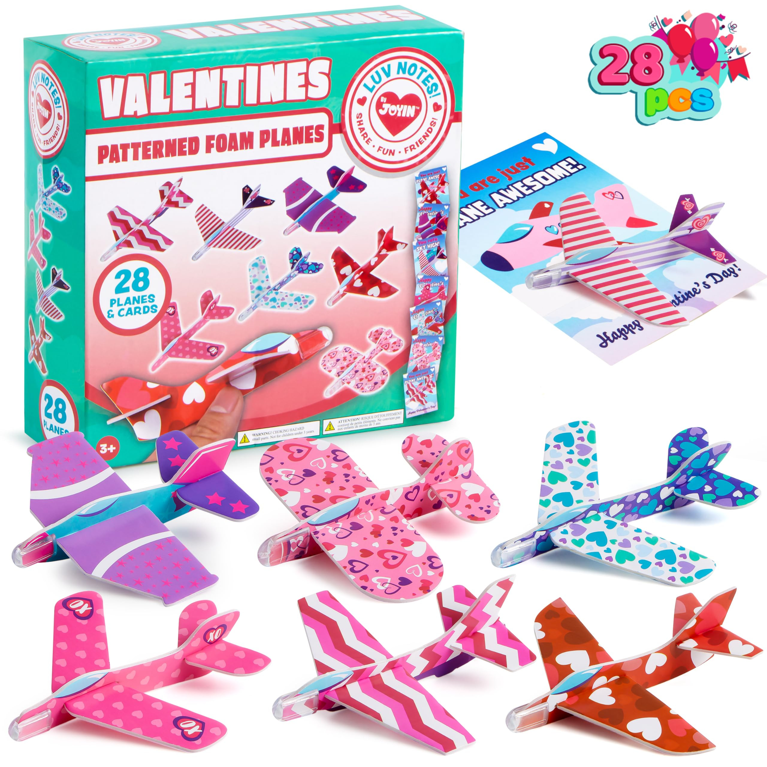 JOYIN 28 Valentines Day Foam Airplanes Greeting Cards with Valentine’s Punchline for Kids Schoo... | Amazon (US)