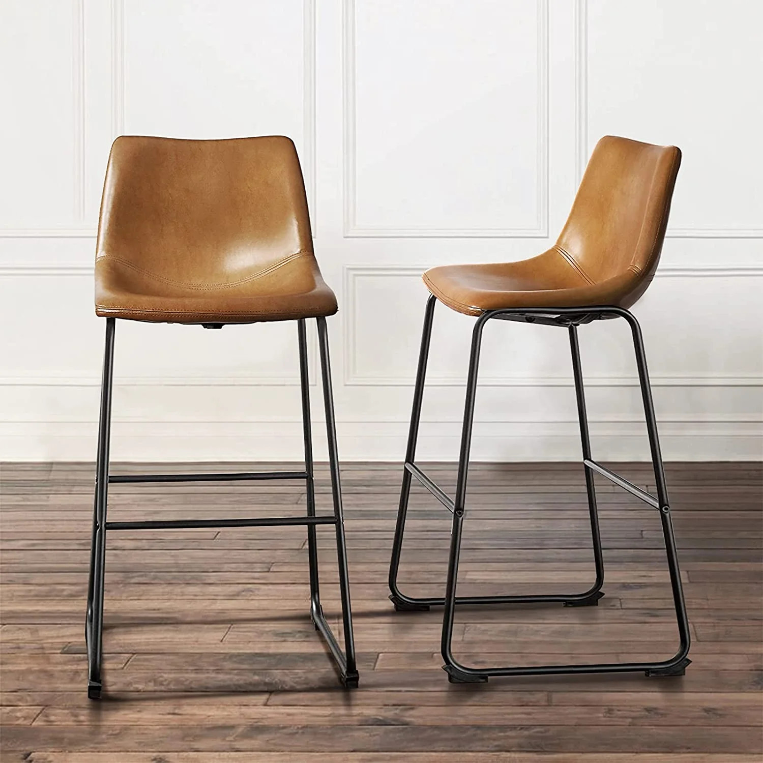 Vitesse 26/30 inch PU Faux Leather Counter Bar Height Stools with Back | Walmart (US)