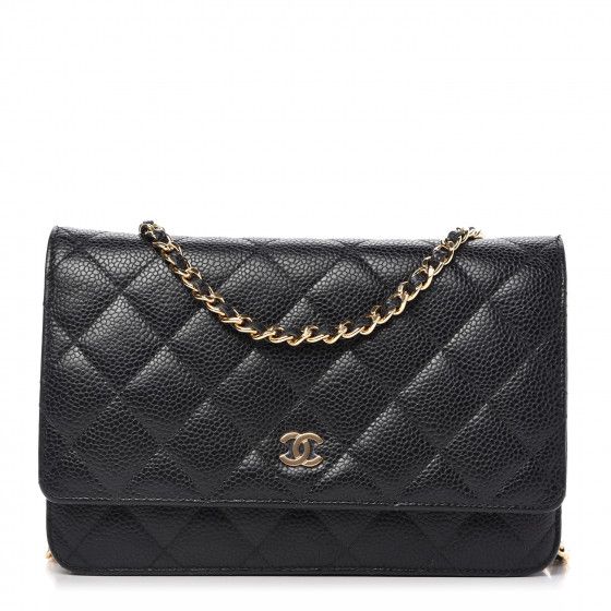 Caviar Quilted Wallet On Chain WOC Black | Fashionphile