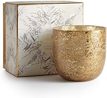 Illume Noble Holiday Collection Winter White Luxe Box Sanded Mercury Glass, 22 oz Candle, Large | Amazon (US)