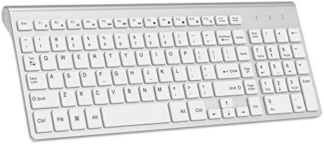 Wireless Keyboard, J JOYACCESS 2.4G Slim and Compact Wireless Keyboard-White+Silver | Amazon (US)