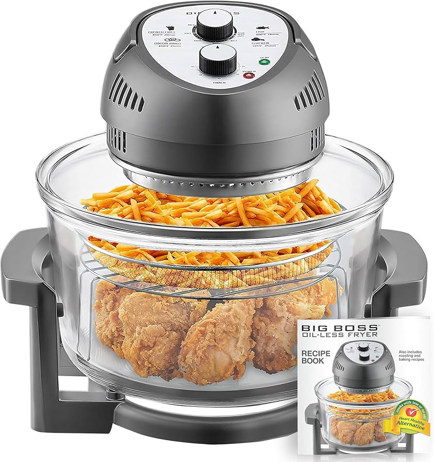 Big Boss 16Qt Large Air Fryer – Large Capacity Glass Air Fryer Oven with 50+ Air Fryers Recipe ... | Amazon (US)