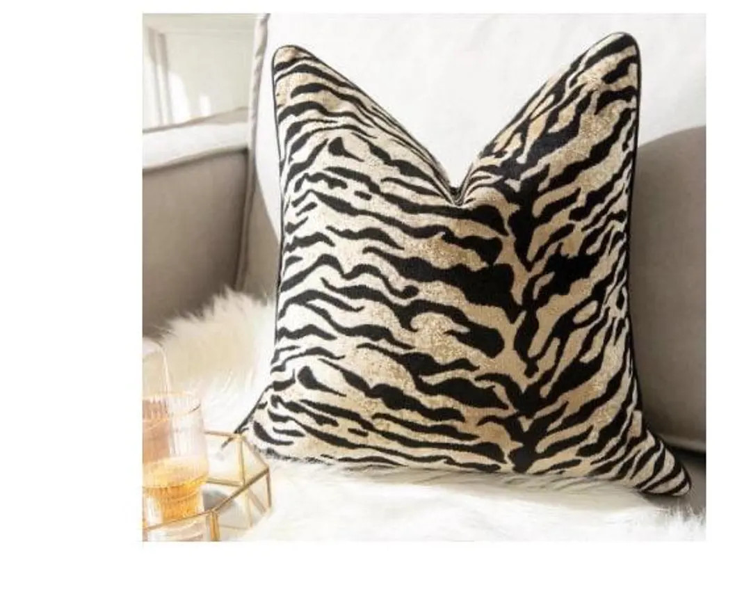 Zebra Velvet Pillow Cover | Living Room Cushion |  Animal Print Cover | Throw Pillow Case | Squar... | Etsy (US)