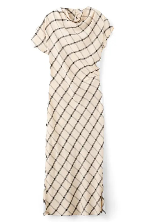 MANGO Windowpane Check Asymmetric Dress in Ecru at Nordstrom, Size 2 | Nordstrom