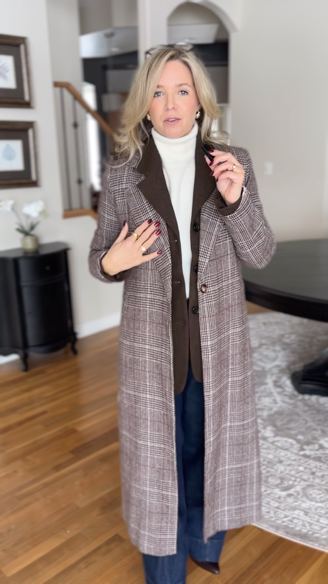 You may notice that I’ve worn this coat before… a number of times, in fact. 
I like to get mileage out of my clothes and I tend to keep things for a long time.
That’s why classic styles work well for me. I love the look and they tend not to go out of style. 

I love these dark wash wide leg jeans. They’re high rise and are really flattering around the midsection. They’re a bit long for me but I’m wearing boots with a heel so it works for this look. 

The turtleneck is a short sleeve as I’d hate to get too hot with the blazer. All of these pieces are incredibly affordable! 

#LTKmomlife #LTKootd #LTKgrwm