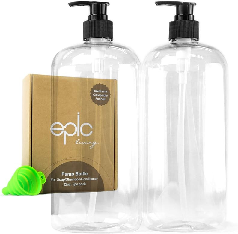 2 Pack Empty Pump Bottles - Plastic Pump Dispenser Bottle With Black Pump, Gift Box, And Collapsi... | Amazon (US)