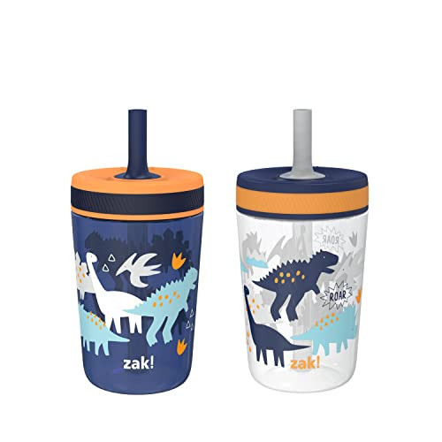 Zak Designs Kelso Toddler Cups For Travel or At Home, 15oz 2-Pack Durable Plastic Sippy Cups With Leak-Proof Design is Perfect For Kids (DinoRoar, Zaksaurus) | Amazon (US)