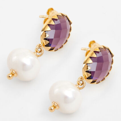 18ct Gold Plated Pearl Drop Earrings | TK Maxx