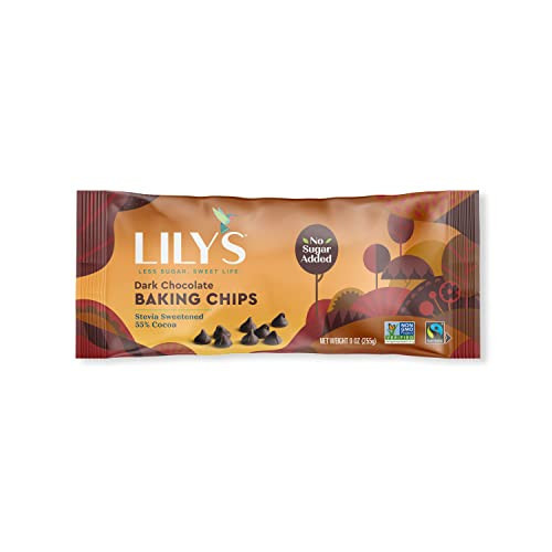 Dark Chocolate Chips by Lily's | Stevia Sweetened, No Added Sugar, Low-Carb, Keto Friendly | 55% Cocoa | Fair Trade, Gluten-Free & Non-GMO | 9 ounce, 3-Pack, Brown, 4001A3 | Amazon (US)