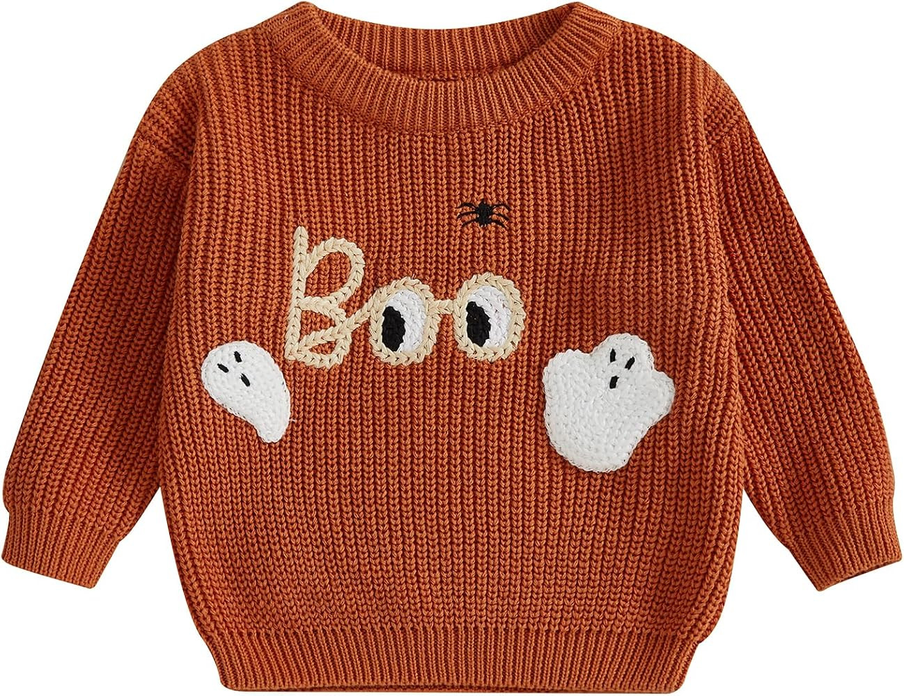 Toddler Baby Boy Girl Knit Sweater Pumpkin Ghost Knit Sweatshirt Halloween Fall Winter Clothes | Amazon (US)