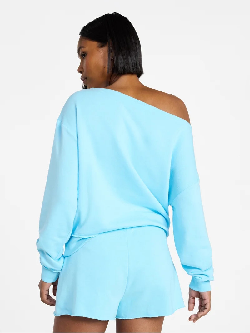 No Boundaries Off the Shoulder Sweatshirt with Long Sleeves, Women’s XXS-4X | Walmart (US)