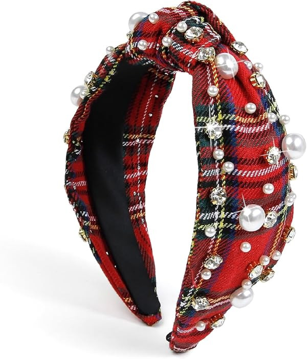 Huachi Christmas Headbands for Women Plaid Headband Knotted, Fashion Holiday Women Headbands for ... | Amazon (US)