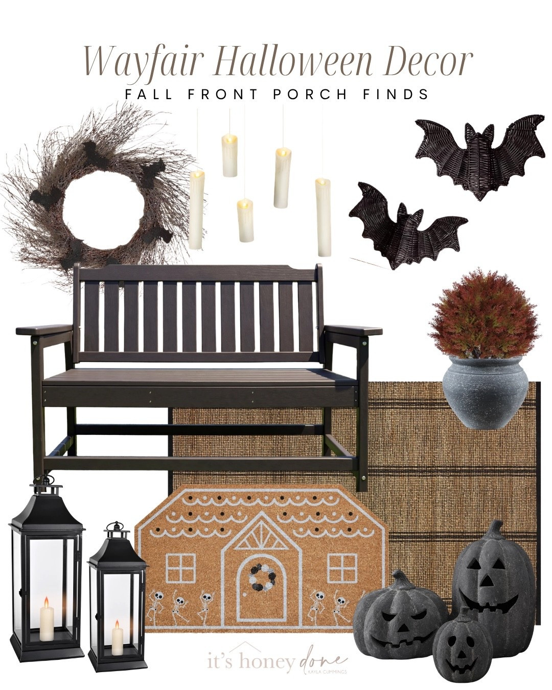#ad @Wayfair has so many cute front porch options for Halloween! #wayfair #wayfairpartner