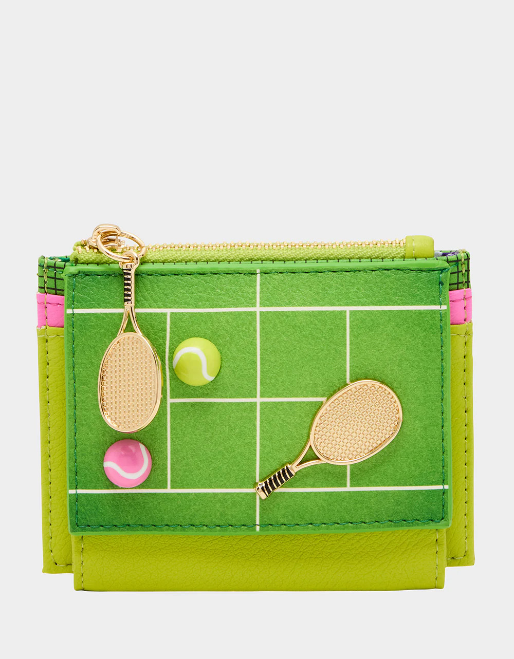 NET WORTH WALLET GREEN Bifold Tennis Women's Wallet | Betsey Johnson
