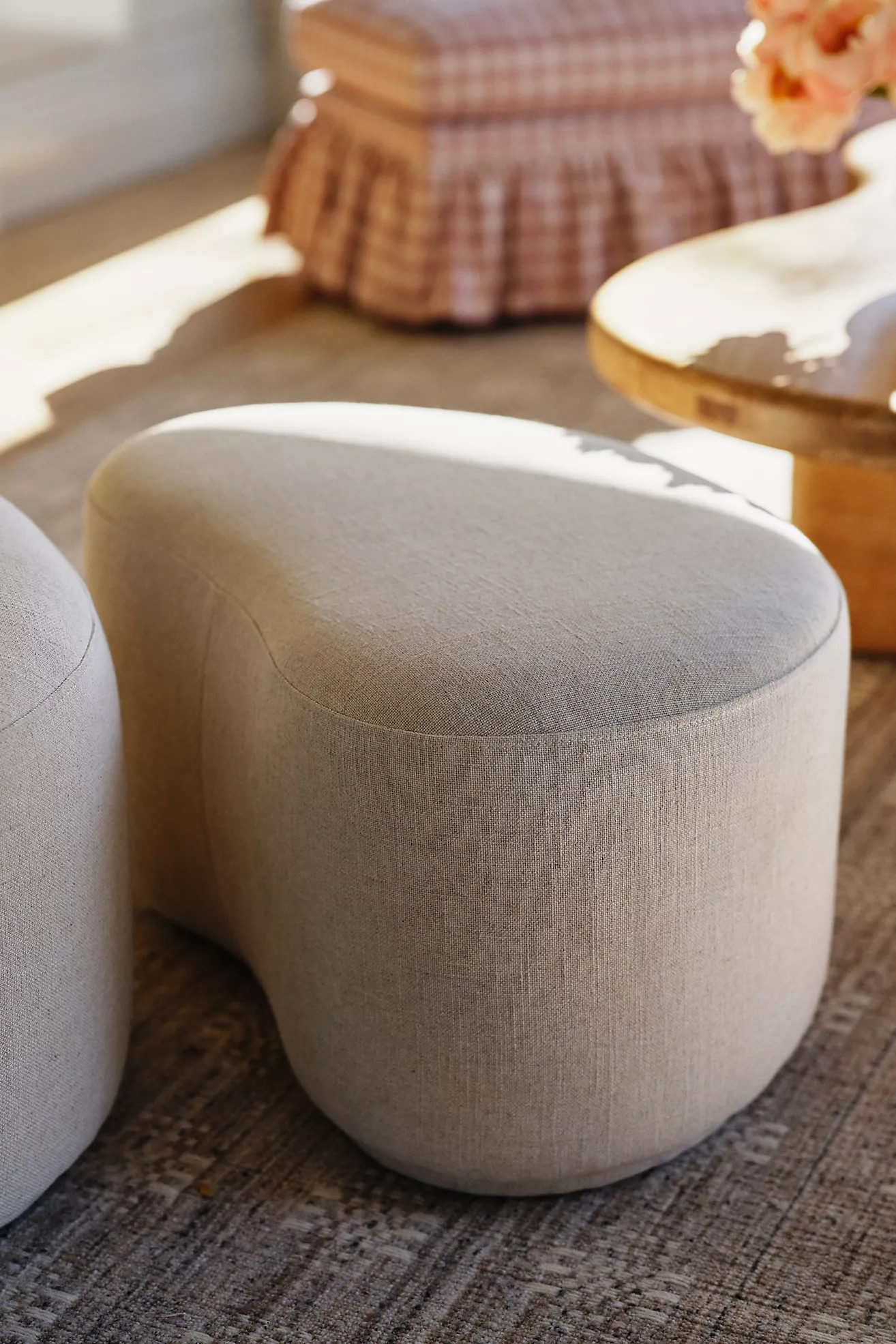 Joanie Valencia Linen Ottoman | Anthropologie (US)