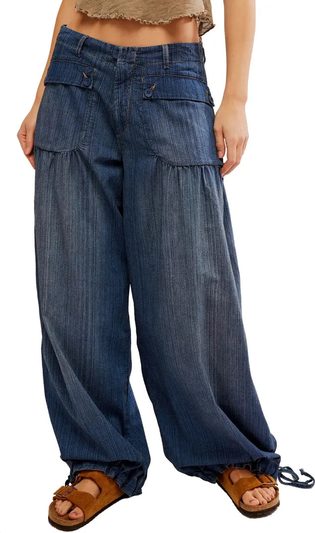 Lotus High Waist Tie Hem Barrel Leg Jeans | Nordstrom