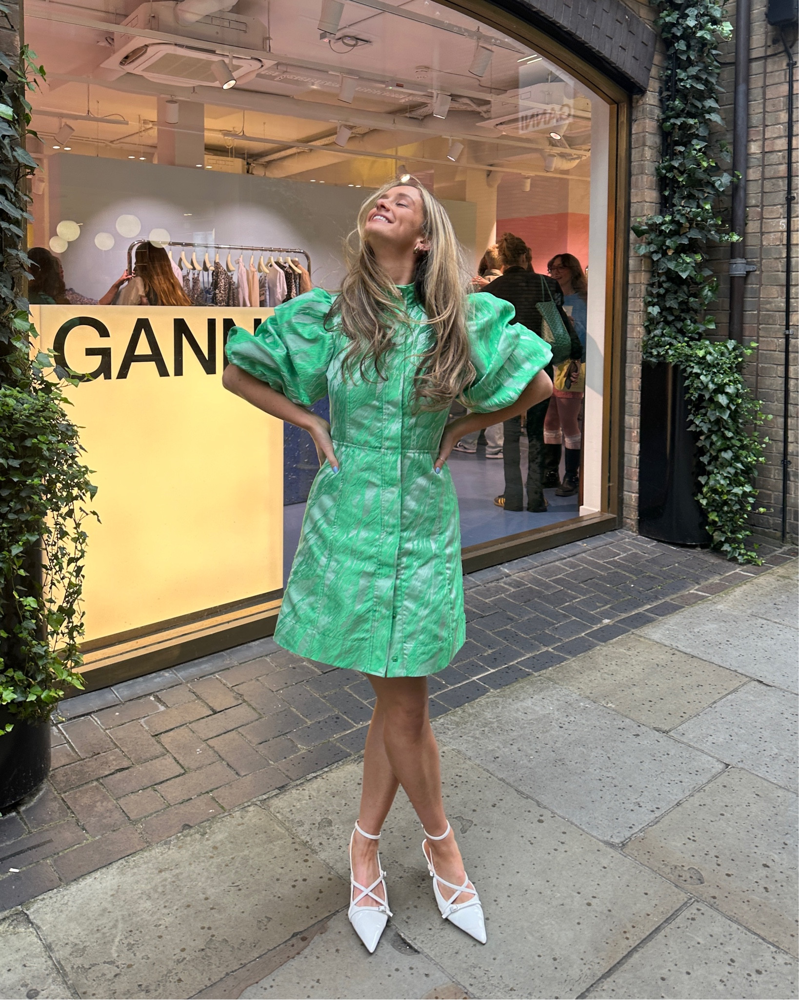 ganni island green dress Allegra Print Shirt Dress main image 1