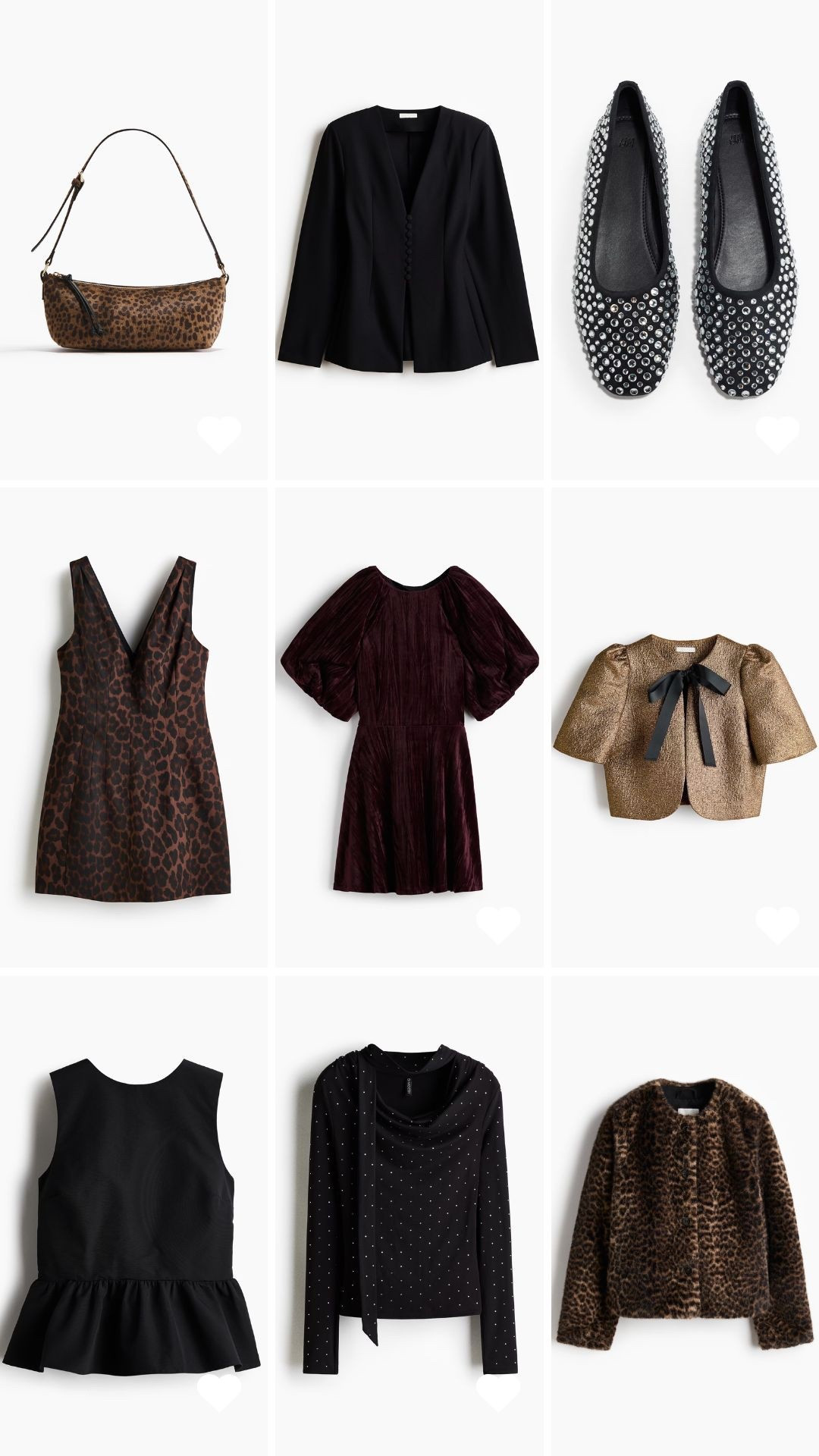 H&M party wear picks. party outfit, evening wear, festive fashion, glam style, night out look, leopard print, faux fur jacket, velvet mini dress, statement flats, sparkly shoes, black blazer, metallic top, chic party style, holiday outfit, going out fashion, H&M, H&M edit

#LTKwinter #LTKfestive #LTKuk