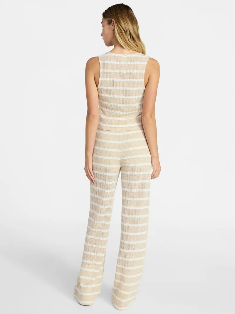 No Boundaries Sleeveless Button Vest and Pants, 2-Piece Set, Women’s XXS-XXL | Walmart (US)