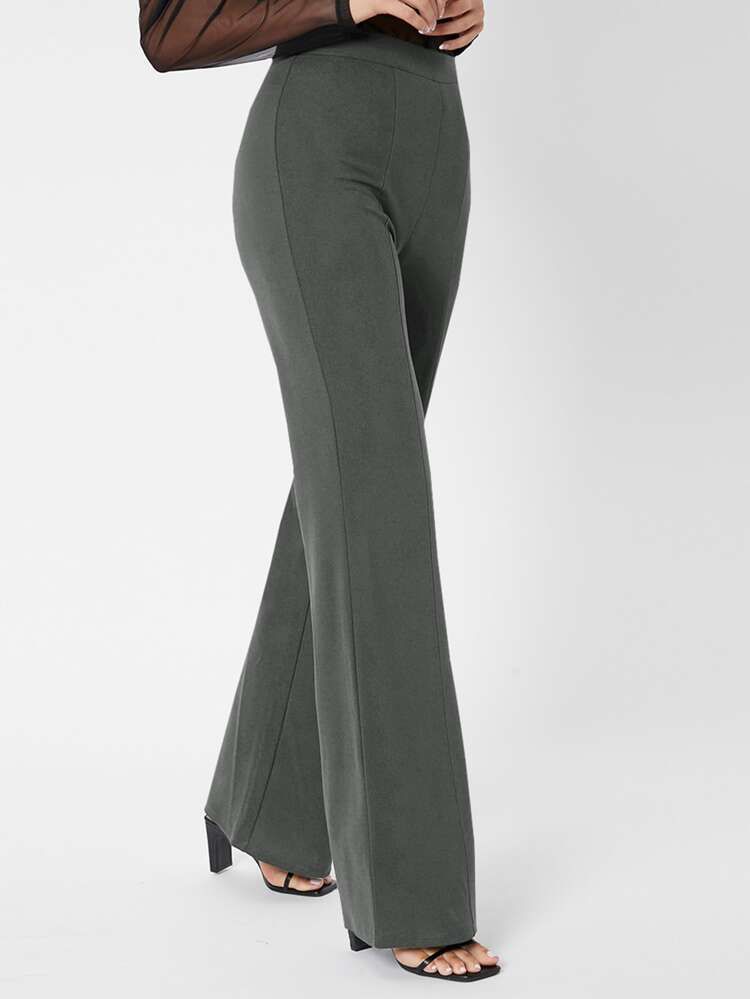 SHEIN Tall Zipper Back Solid Palazzo Pants | SHEIN