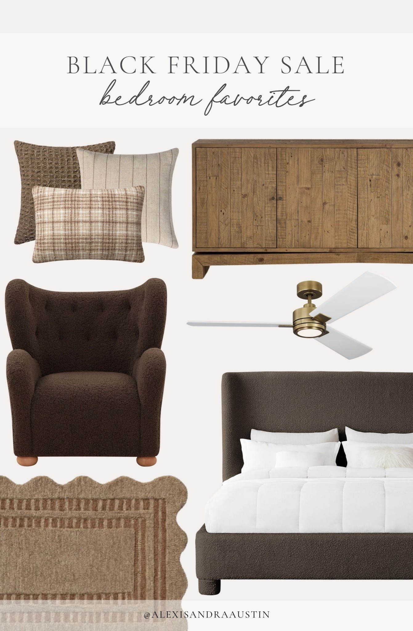 Rounding up bedroom favorites currently on sale for Black Friday! From my newest bed I recently ordered for my daughters room to neutral accents, find the perfect piece to compliment any space in your home.

Neutral home inspo, sale alert, deal of the day, Black Friday sale, Cyber Week, furniture favorites, home finds, neutral bedroom inspo, moody bedroom style, brass detail, accent chair, boucle bed, neutral rug runner, ceiling fan, sideboard details, rich wood tones, cozy throw pillow cover, Wayfair, Chris Loves Julia, Visual Comfort, shop the look!

#LTKHome #LTKCyberWeek #LTKSaleAlert
