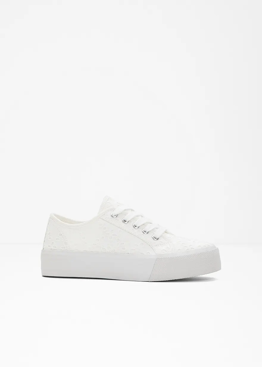 Schöner Plateau Sneaker mit Stickerei - weiß - Damen | bonprix | Bonprix DE