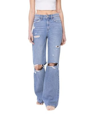 Flying Monkey Women's Super High Rise 90'S Vintage-like Flare Jeans - Fearless blue | Macy's