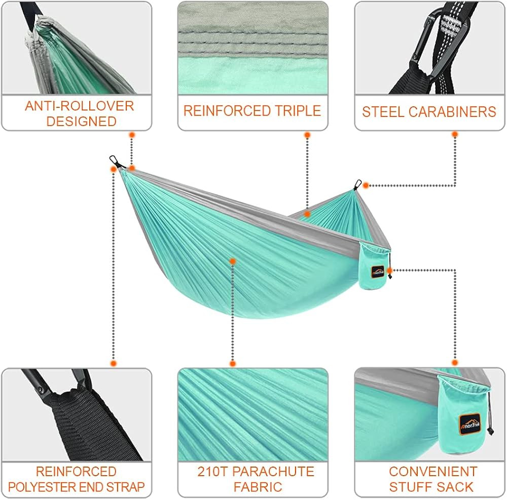 Camping Hammock, Super Lightweight Portable Parachute Hammock with Two Tree Straps Single or Doub... | Amazon (US)