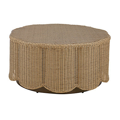 Lyra Coffee Table with Scalloped Resin Wicker & Rustproof Aluminum Frame | Ballard Designs, Inc.