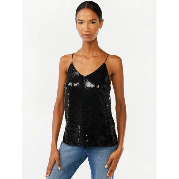 Scoop Women's Sequin Cami Top - Walmart.com | Walmart (US)