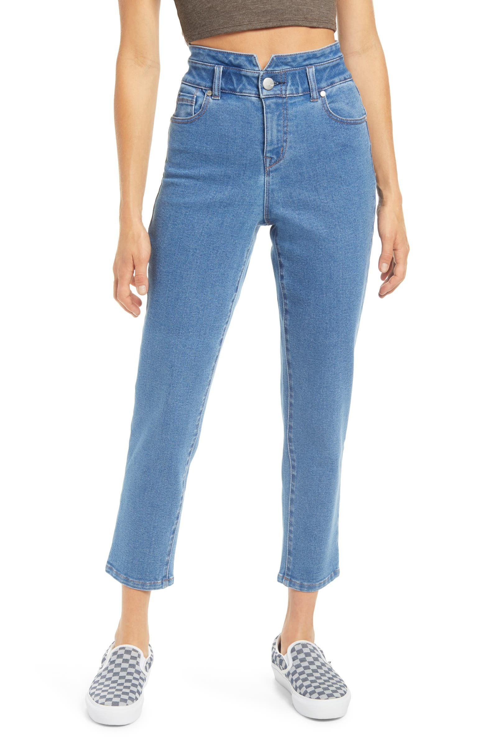 Re:Denim High Elastic Waist Relaxed Fit Ankle Straight Leg Jeans | Nordstrom