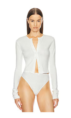 Helsa Pointelle Cardigan in White from Revolve.com | Revolve Clothing (Global)