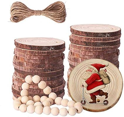 Prsildan Natural Wood Slices With Holes 2.4-2.8 Inches 30 Pcs DIY Wooden Craft Bead 30Pcs Wooden ... | Amazon (US)