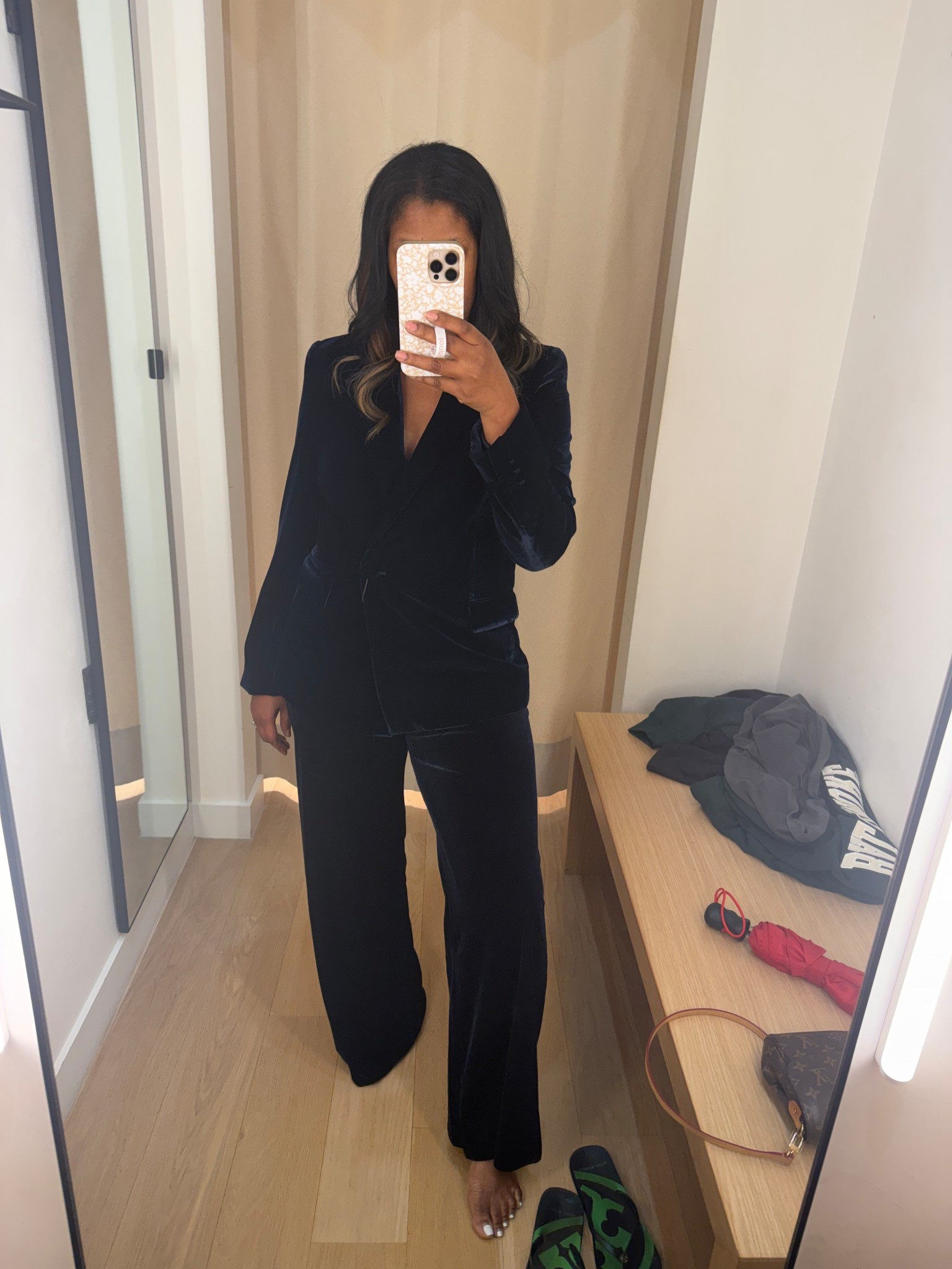 Love this velvet suit from mango! Wide leg pants! Outfit goals. Work wear 

#LTKWorkwear #LTKSaleAlert #LTKOver40