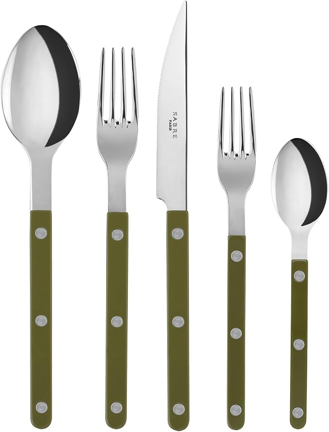 SABRE PARIS - 5-Piece Flatware Set - Bistrot Collection - Knife, Fork, Soup Spoon, Teaspoon & Des... | Amazon (US)