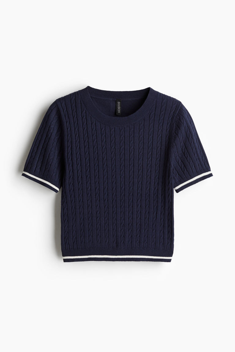 H & M - Cable-Knit Top - Blue | H&M (US + CA)