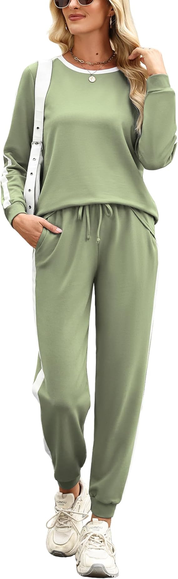 Marvmys Women Long Sleeve Tracksuits Fashion 2 Piece Lounge Set Travel Outfits Jogger Set | Amazon (US)