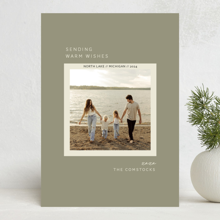 "Vacation Snapshot" - Customizable Holiday Photo Cards in Green by Sarah Brown. | Minted