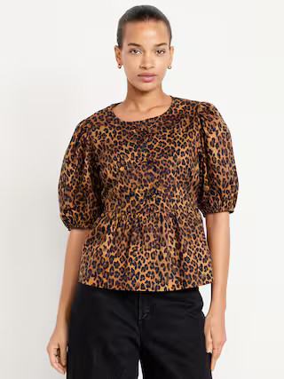 Puff-Sleeve Tie-Front Top | Old Navy | Old Navy (US)