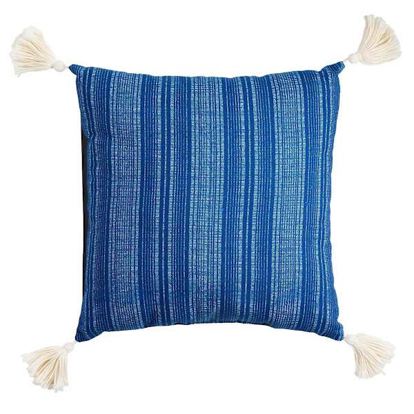 Shop all  Honeybloom




Dark Blue Stripe with Tassels Outdoor Throw Pillow, 18"








	
		
		... | At Home