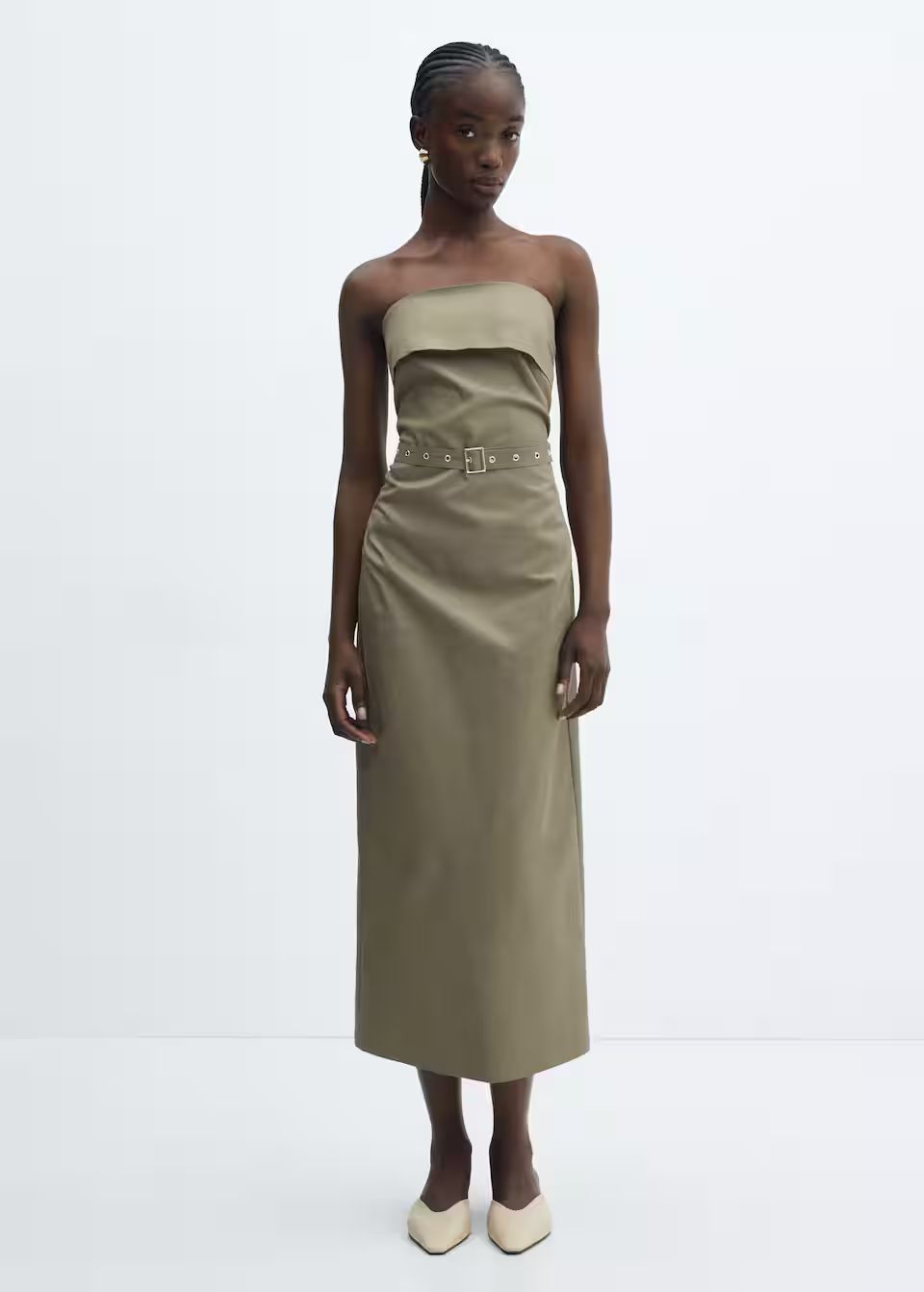 Belted strapless dress -  Women | Mango USA | MANGO (US)