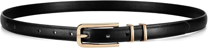JASGOOD Women's Skinny PU Leather Belt Thin Waist Belt with Gold Buckle for Jeans Pants Dresses 0... | Amazon (US)