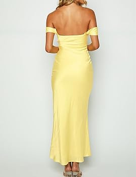 Realtix Elegant Satin Off The Shoulder Ruched Backless Maxi Dress for Women Strapless Tube Sleeve... | Amazon (US)