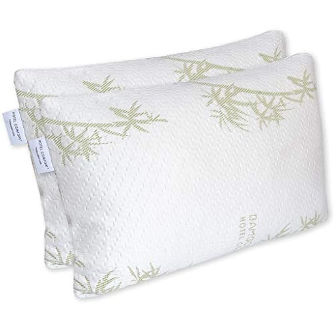 Hotel Comfort Premium Adjustable Memory Foam Pillow Ultra-Soft Bamboo Cover - Queen Size - Set of 2 | Amazon (US)