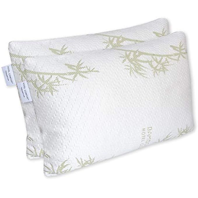 Hotel Comfort Premium Adjustable Memory Foam Pillow Ultra-Soft Bamboo Cover - Queen Size - Set of 2 | Amazon (US)