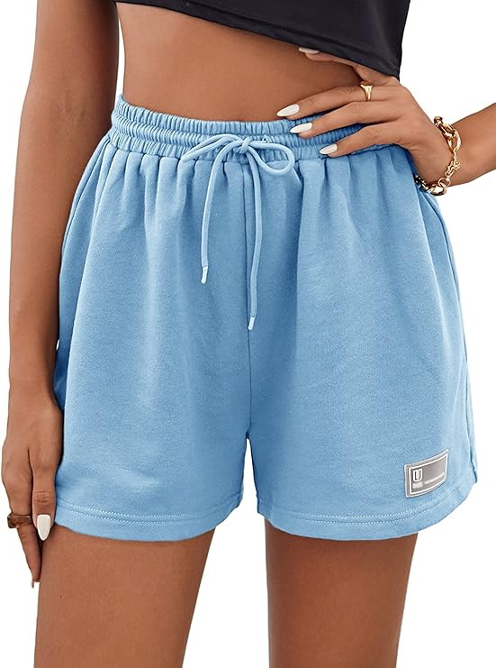MakeMeChic Women's Casual Drawstring Waist Sweat Shorts Running Track Shorts | Amazon (US)