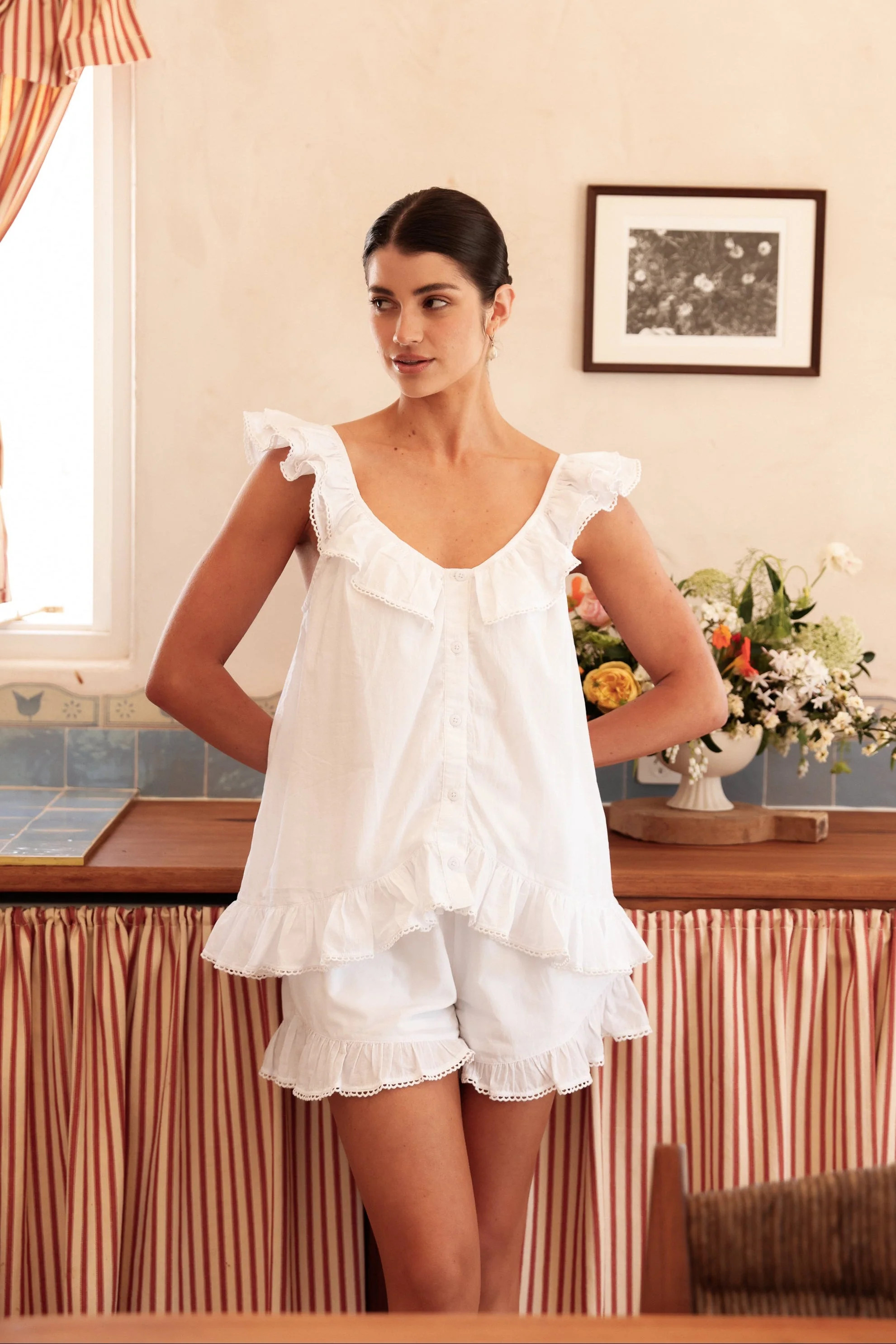 Romy Sleep Set - White Washed Cotton | Piyama US