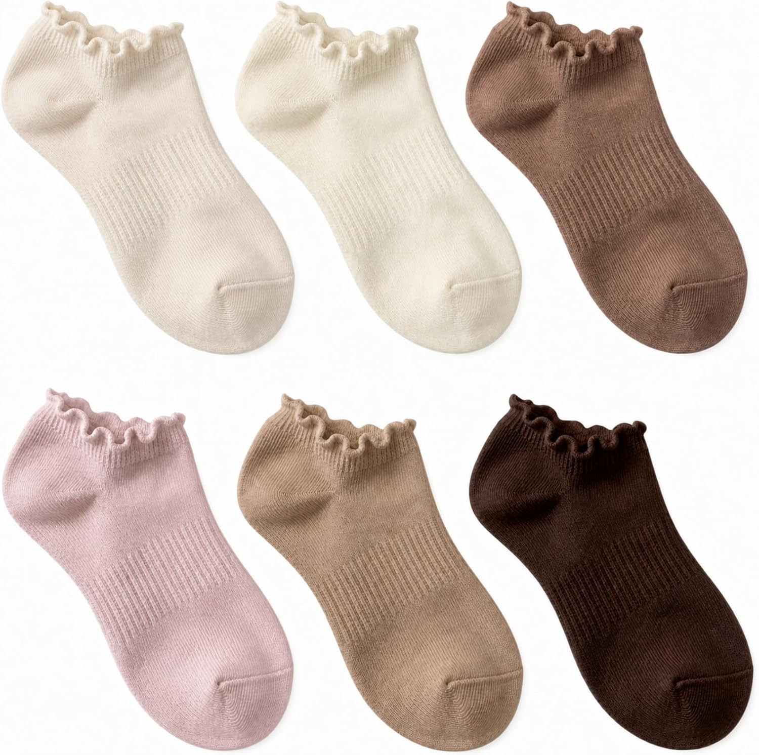 6 Pairs No Show Socks for Women Ruffle Socks Cute Ankle Socks | Amazon (US)