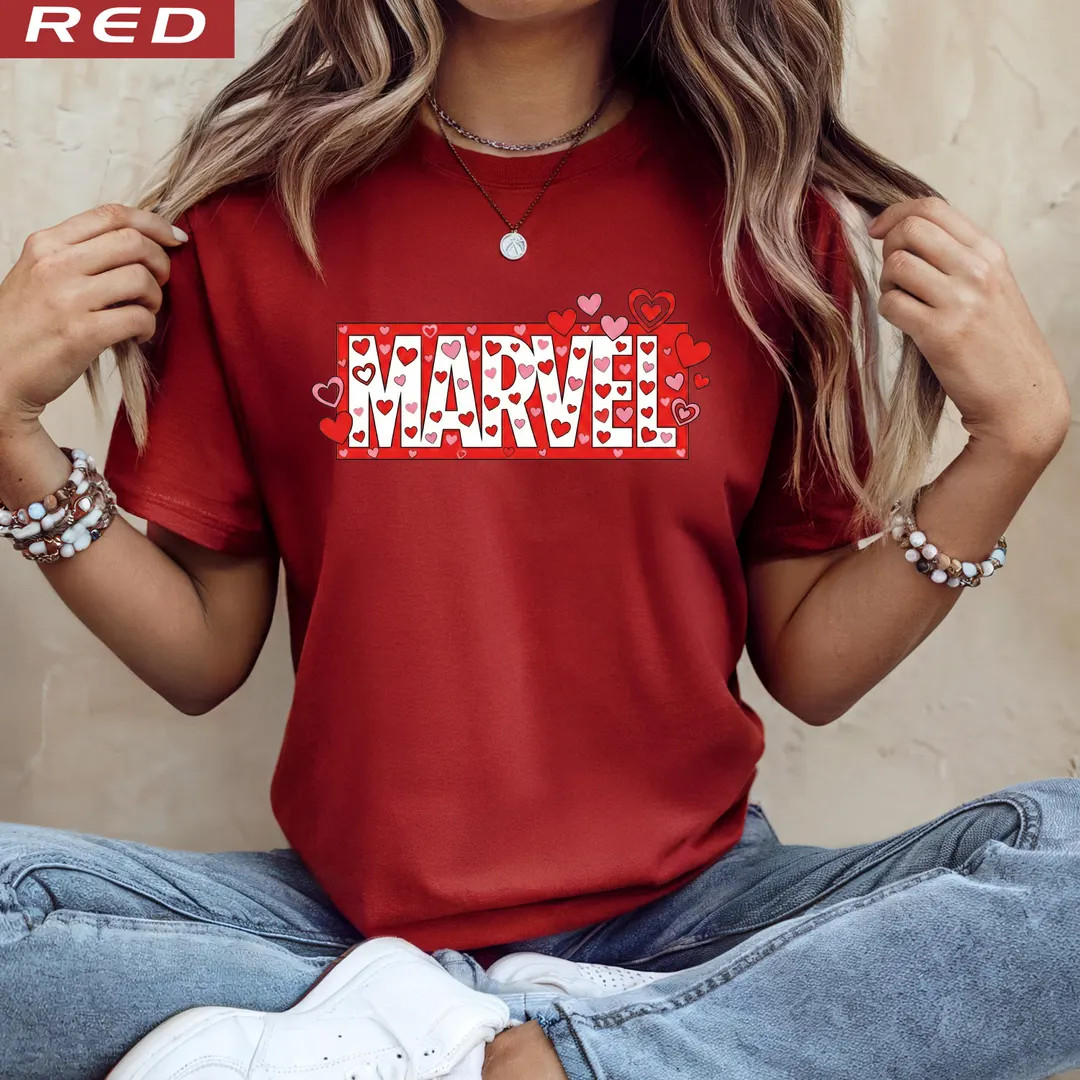 Marvel Valentine Shirt, Superhero Heart Logo Tee, Marvel Love T-shirt - Etsy | Etsy (US)