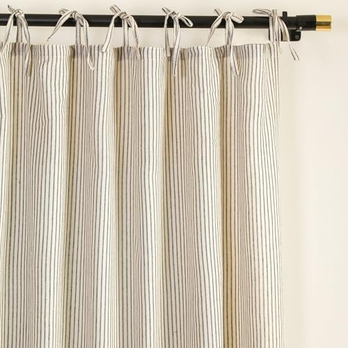 Gauze Striped Curtains, Boho Linen Gauze Tie Top Hanging Curtains Light Filtering Door Window Tre... | Amazon (CA)